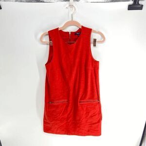 Madewell Shift Mod Womens Orange Preowned front pocket sleeveless dress xs